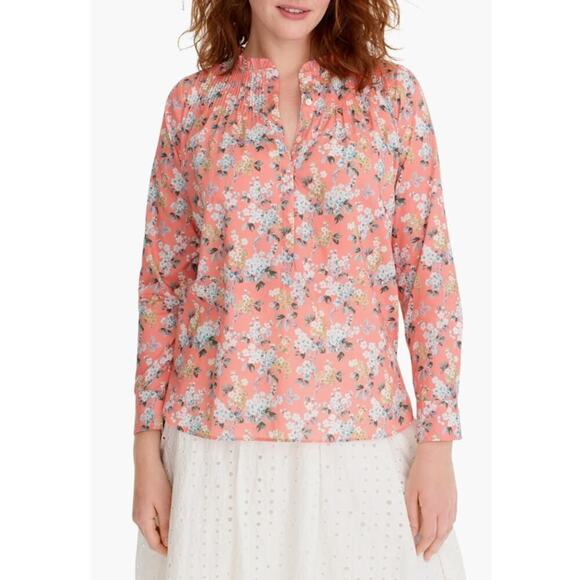 J.Crew Liberty Fabric Josephine Pink Floral Ruffle Popover Shirt Blouse, Size 10 - Picture 2 of 14
